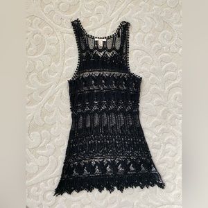 Forever 21 Black Crochet Beach Cover Up / Dress